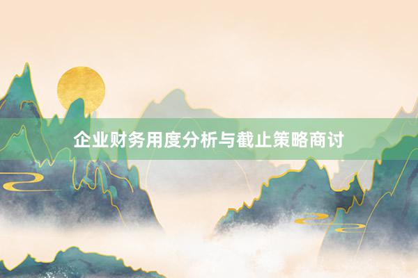 企业财务用度分析与截止策略商讨